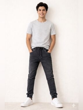 Men's Black Jogger Jeans - Classic Slim Fit